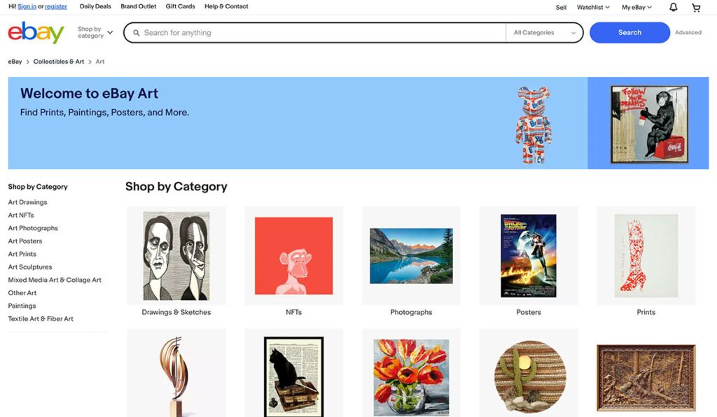 ebay art homepage