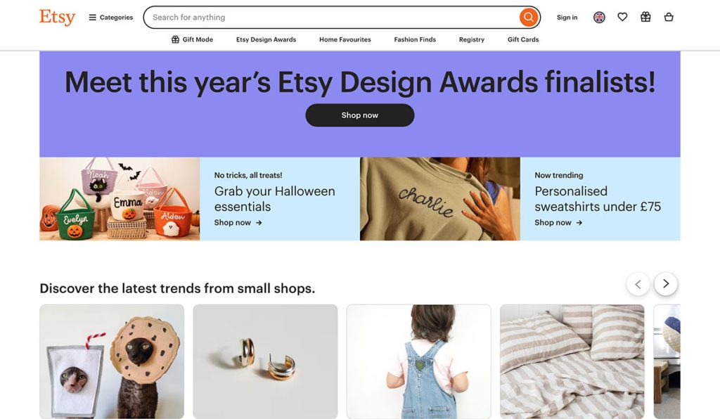 etsy homepage