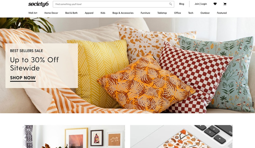 society6 homepage