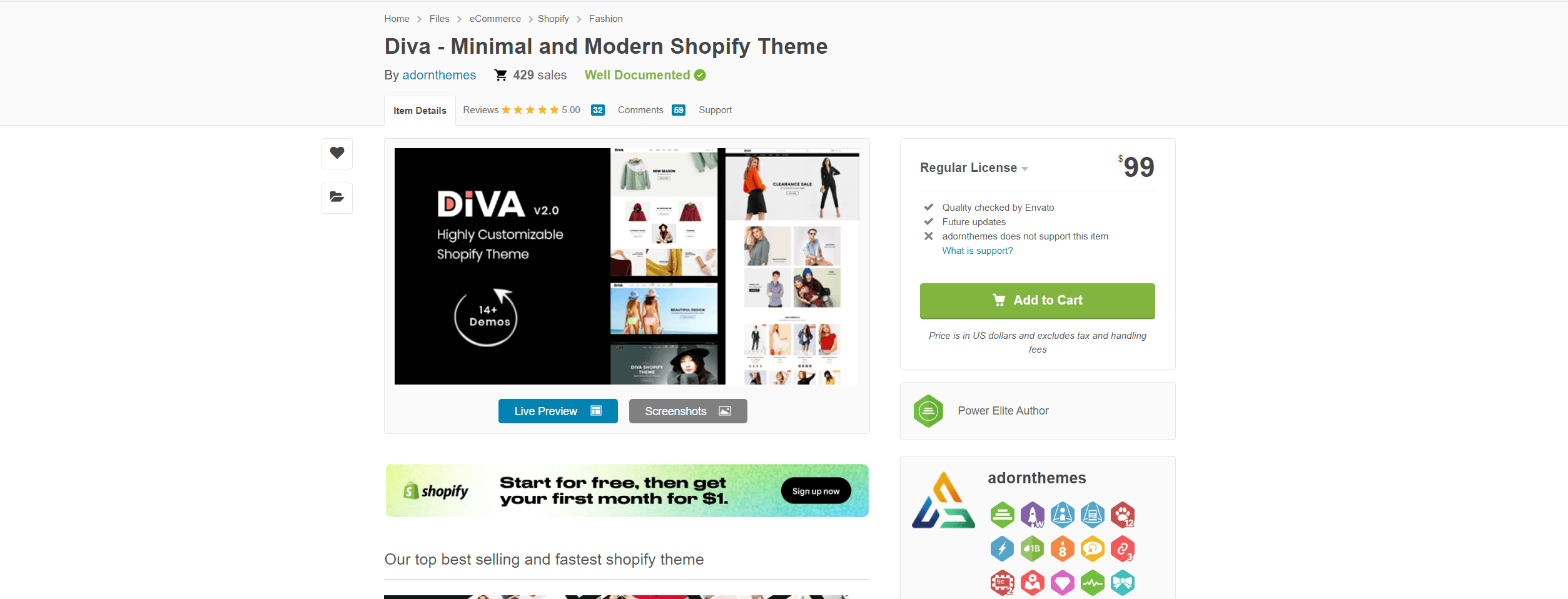 Diva Shopify Theme on Themeforest