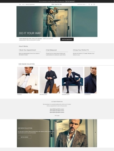 eCommerce website: Edit Suits
