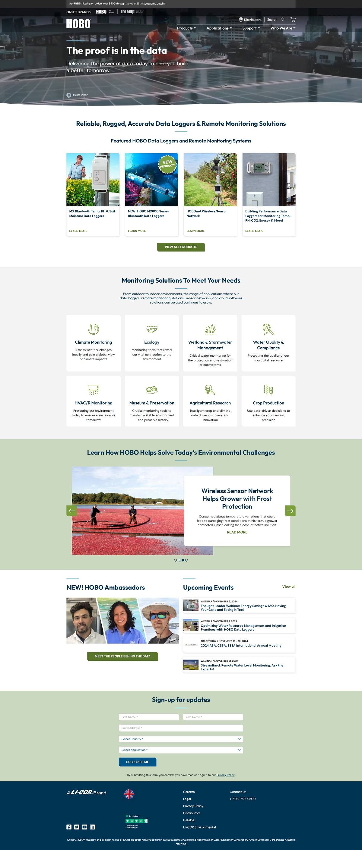 eCommerce website: Onset HOBO