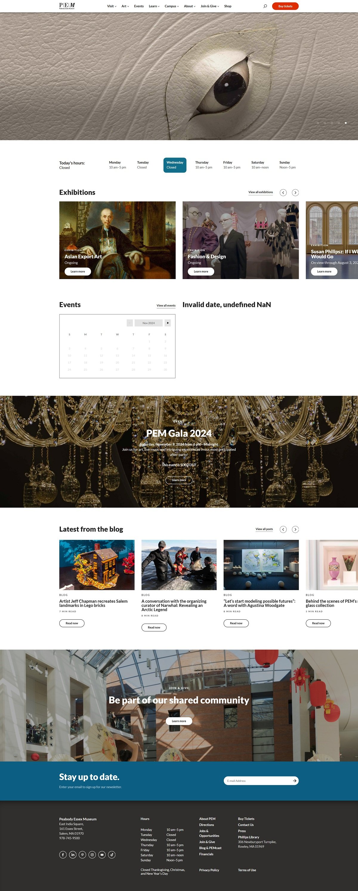 eCommerce website: The Peabody Essex Museum
