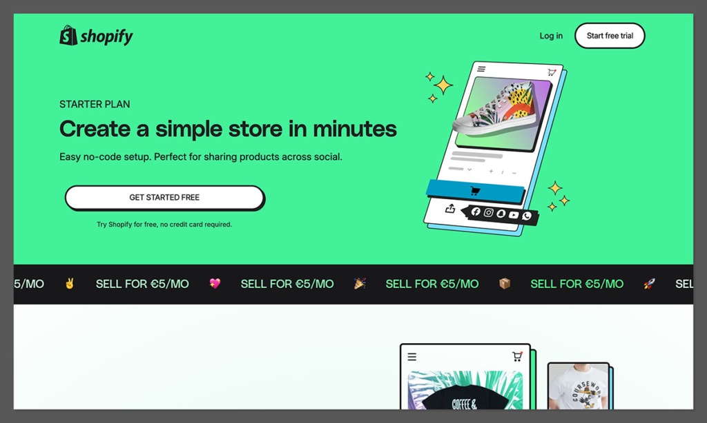shopify starter plan