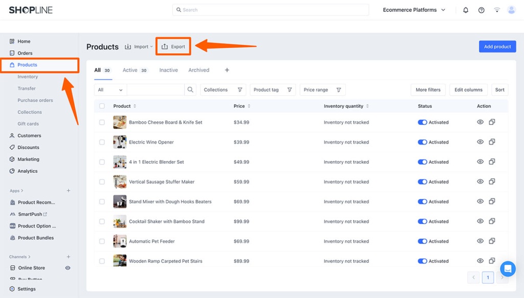 11. Export Data from Shopline