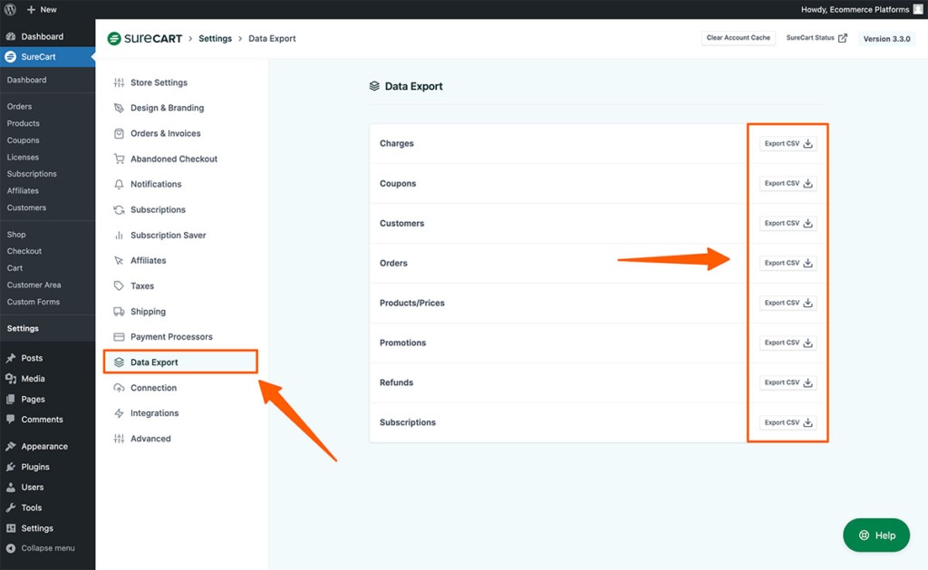 Step 2- Back up SureCart Data