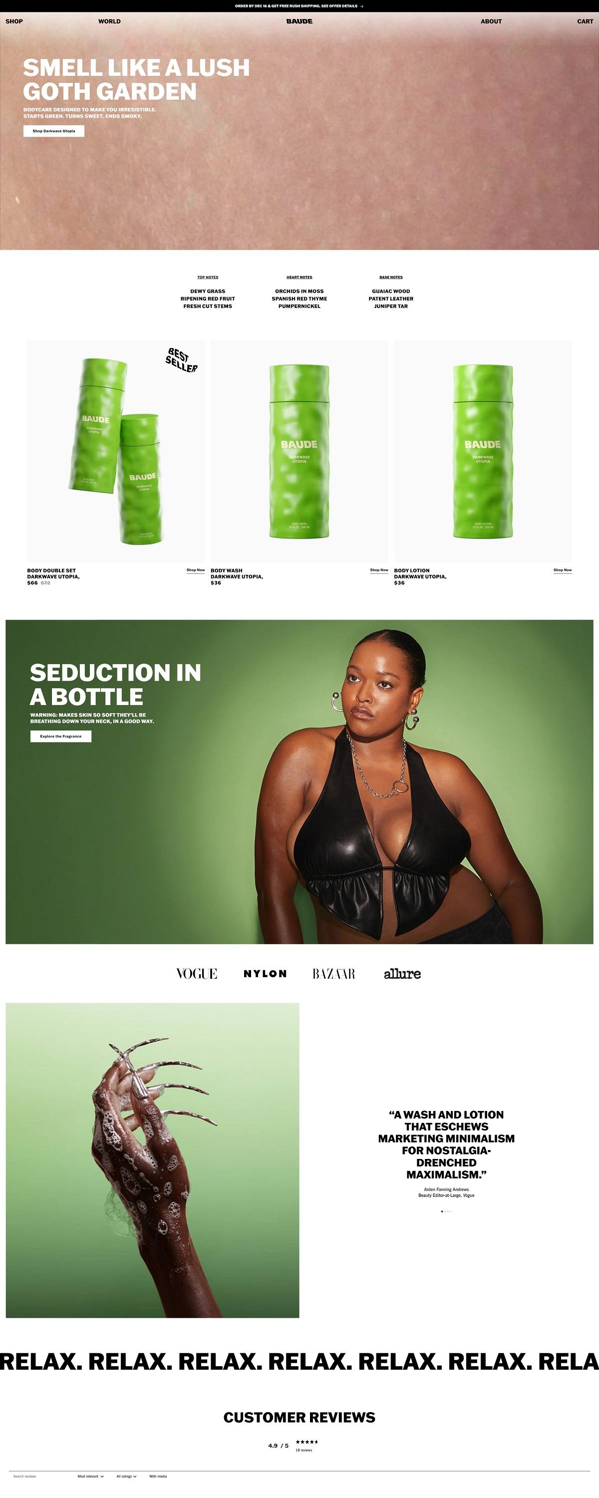 eCommerce website: Baude NY