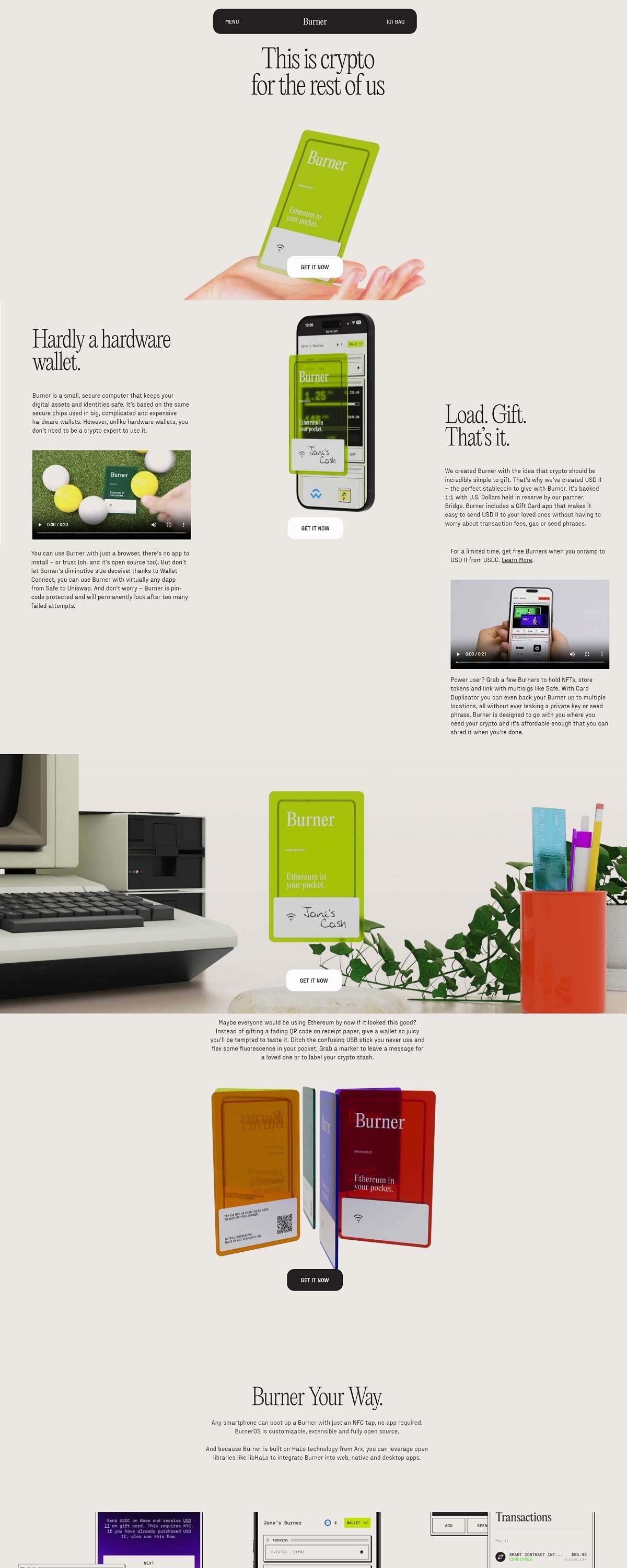 eCommerce website: Burner