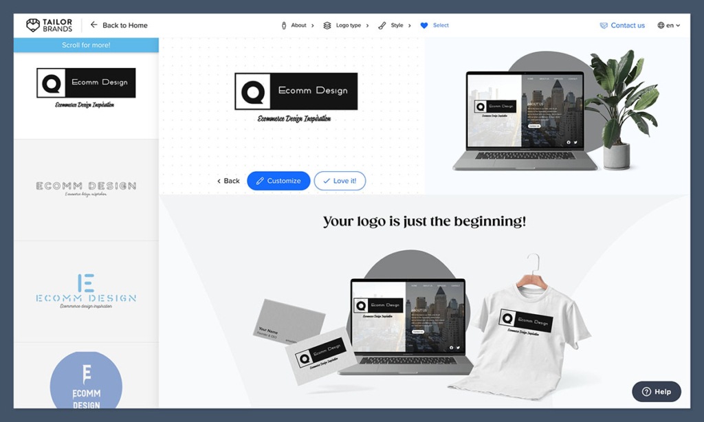 tailor brands logo example
