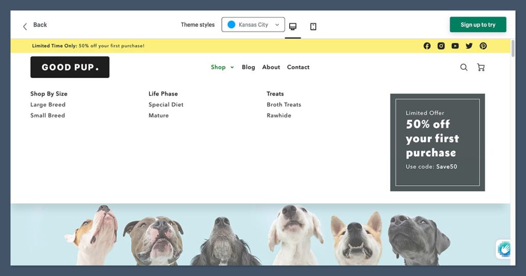 Kansas City Theme Loft Menu Demo