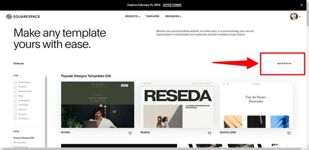 build squarespace with ai