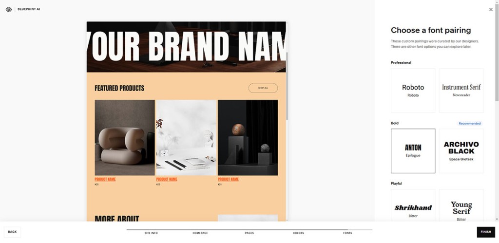 squarespace blueprint choose font