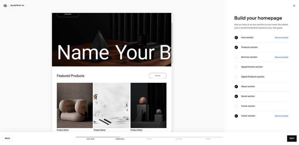 squarespace build your homepage