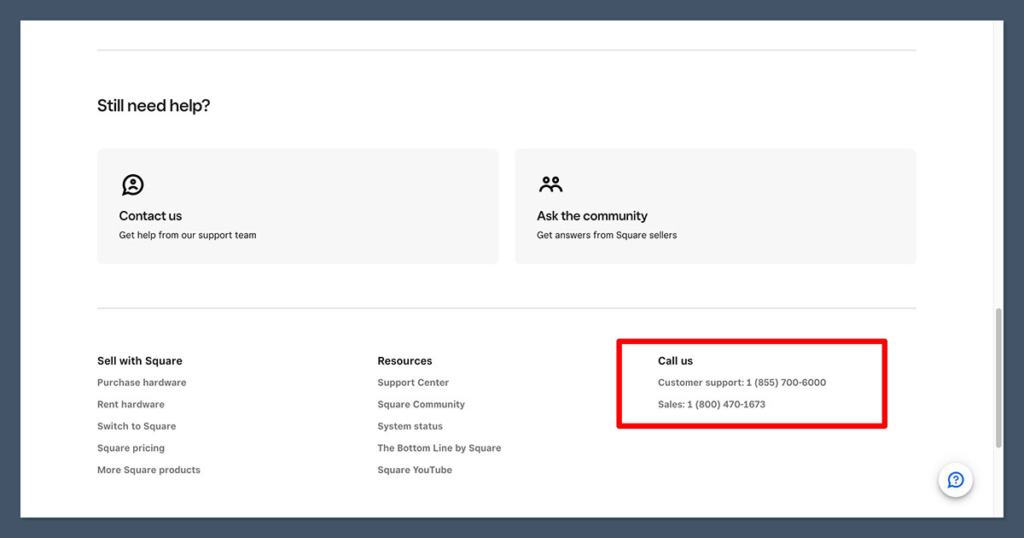 Square Support Center
