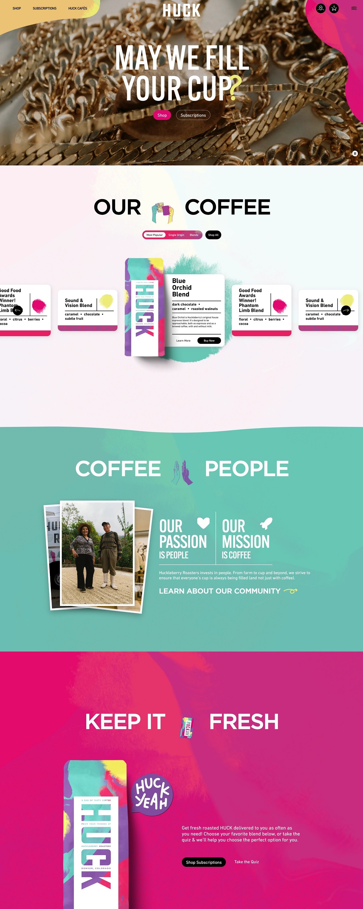 eCommerce website: Huckleberry Roasters