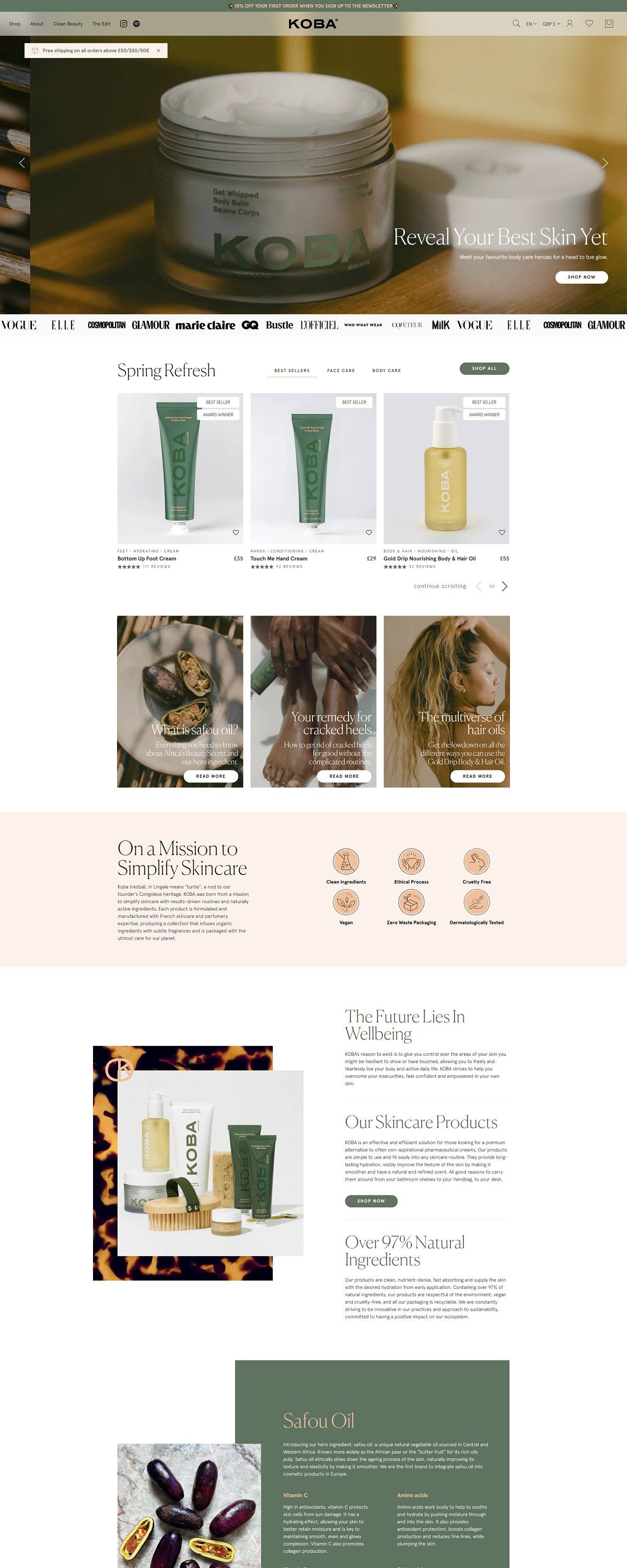 eCommerce website: ​KOBA Skincare