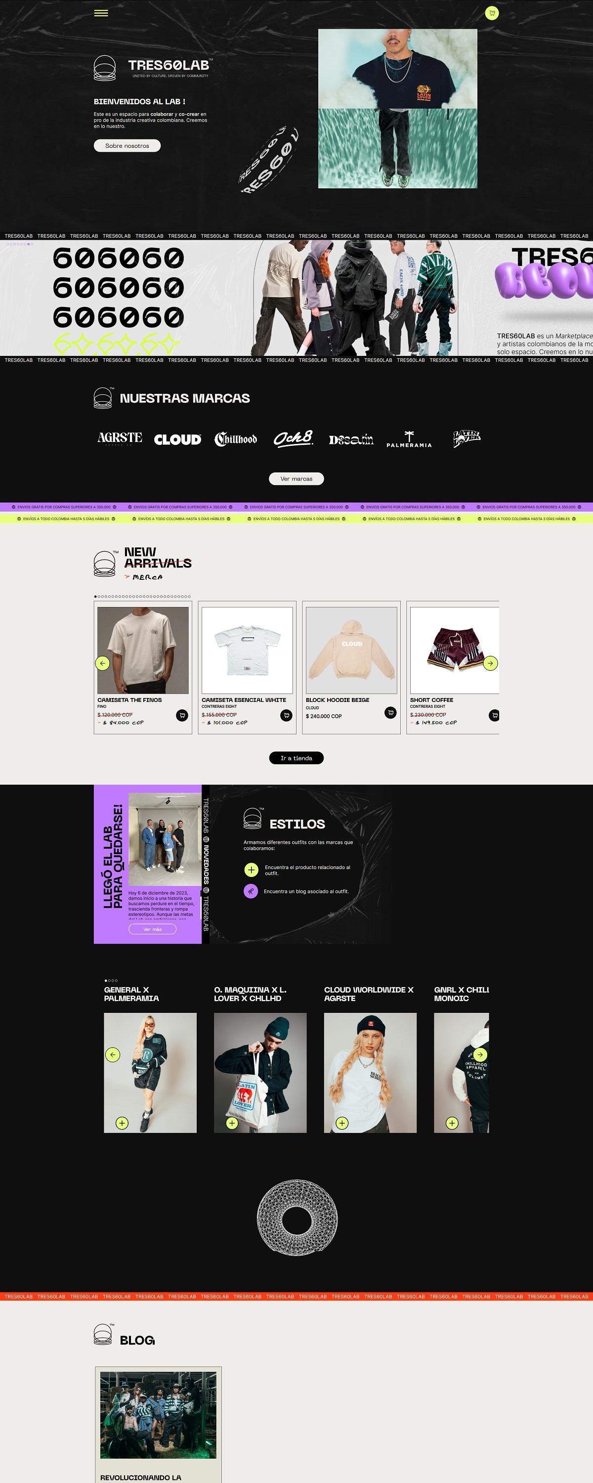 eCommerce website: ​Tres60Lab