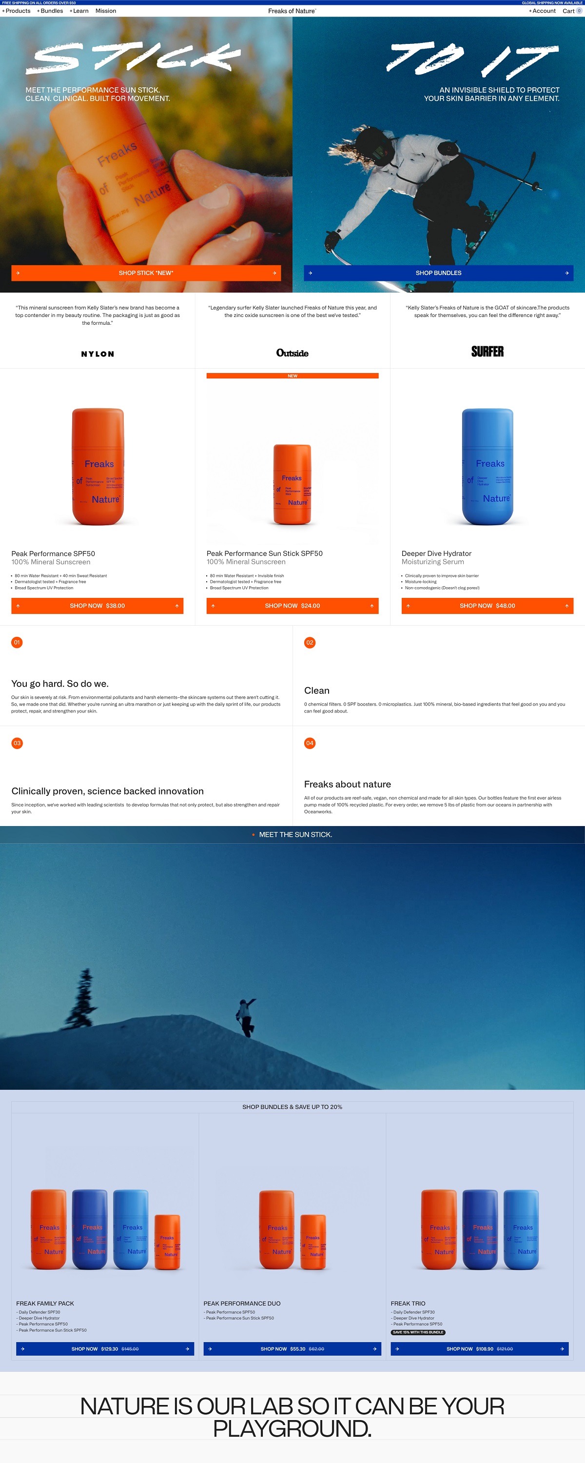 eCommerce website: Freaks of Nature