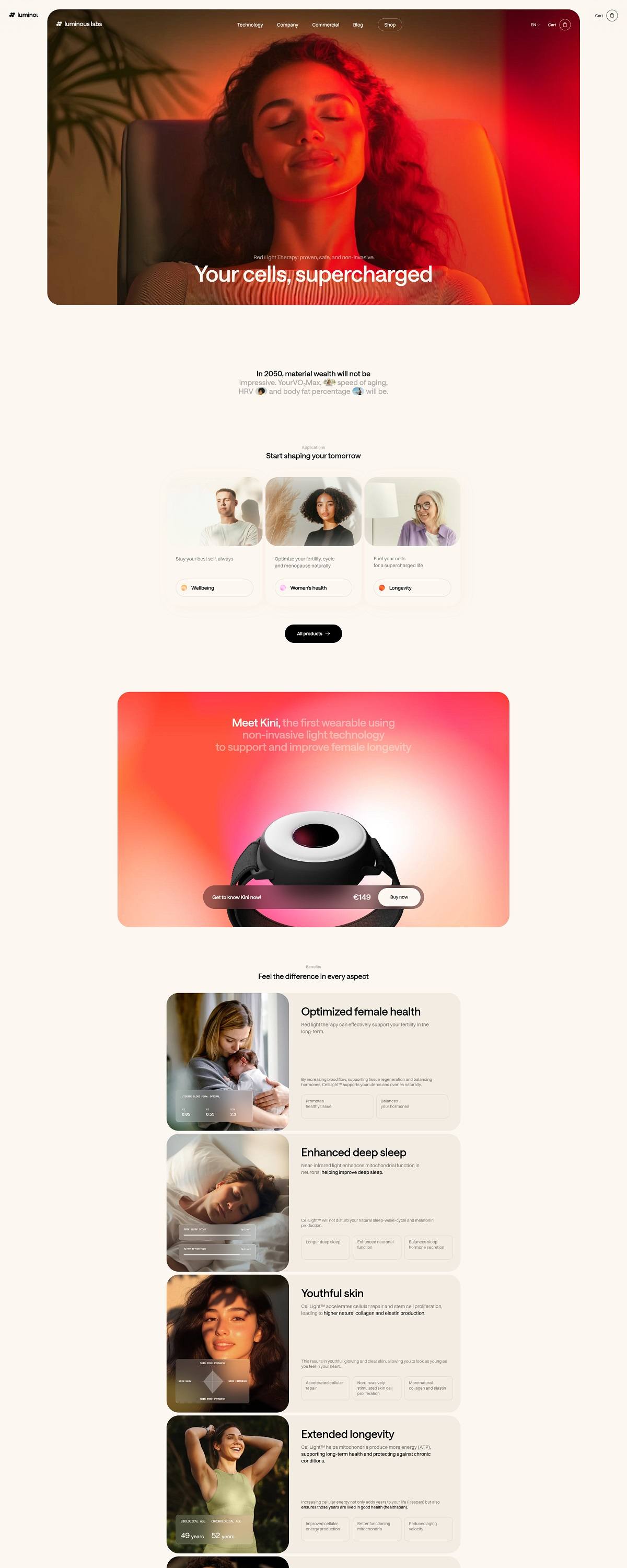 eCommerce website: Luminous Labs