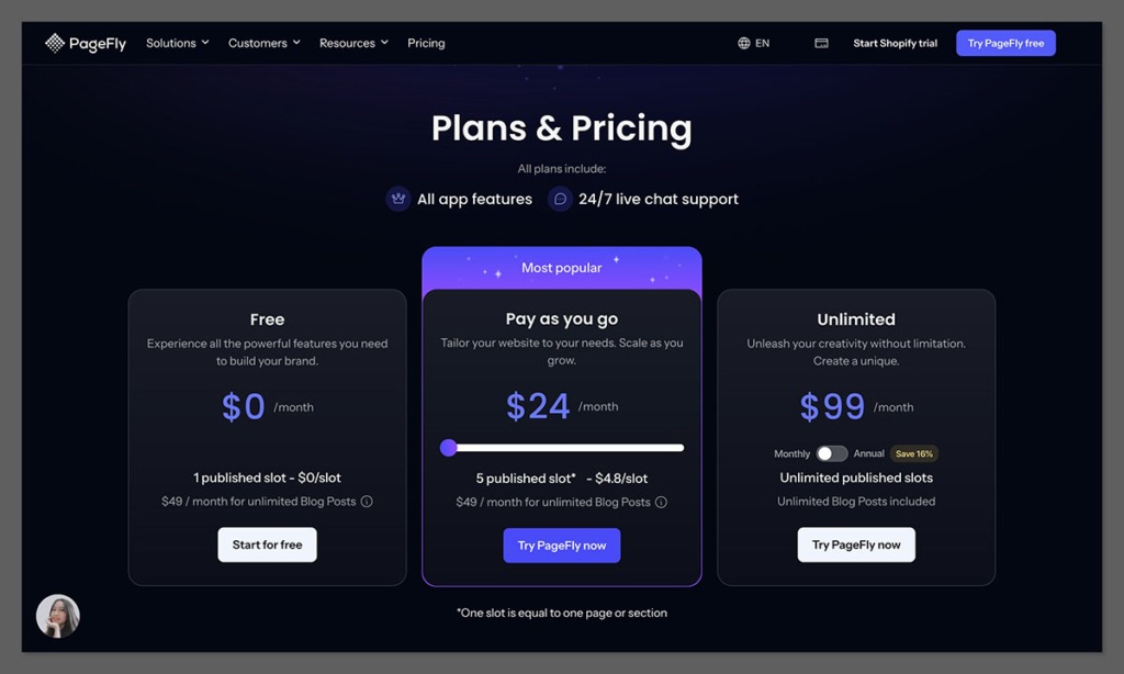 pagefly pricing