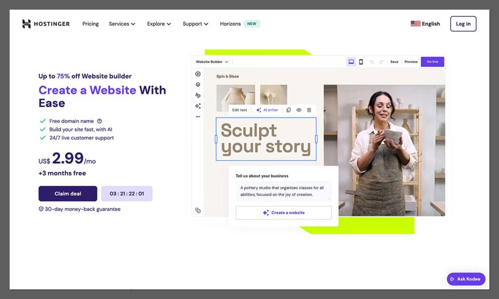 zyro hostinger homepage