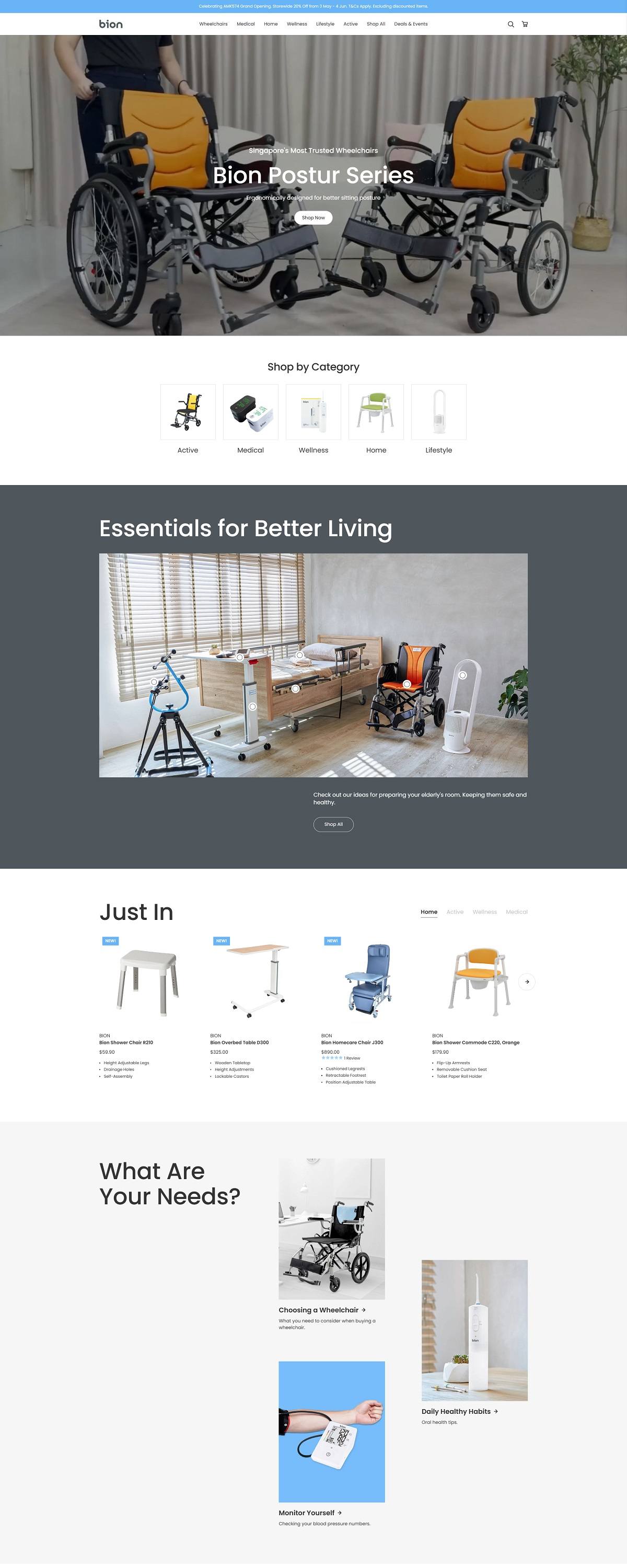 eCommerce website: Bion