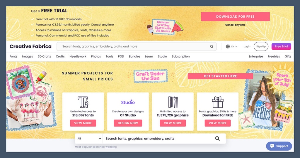 Creative Fabrica Homepage