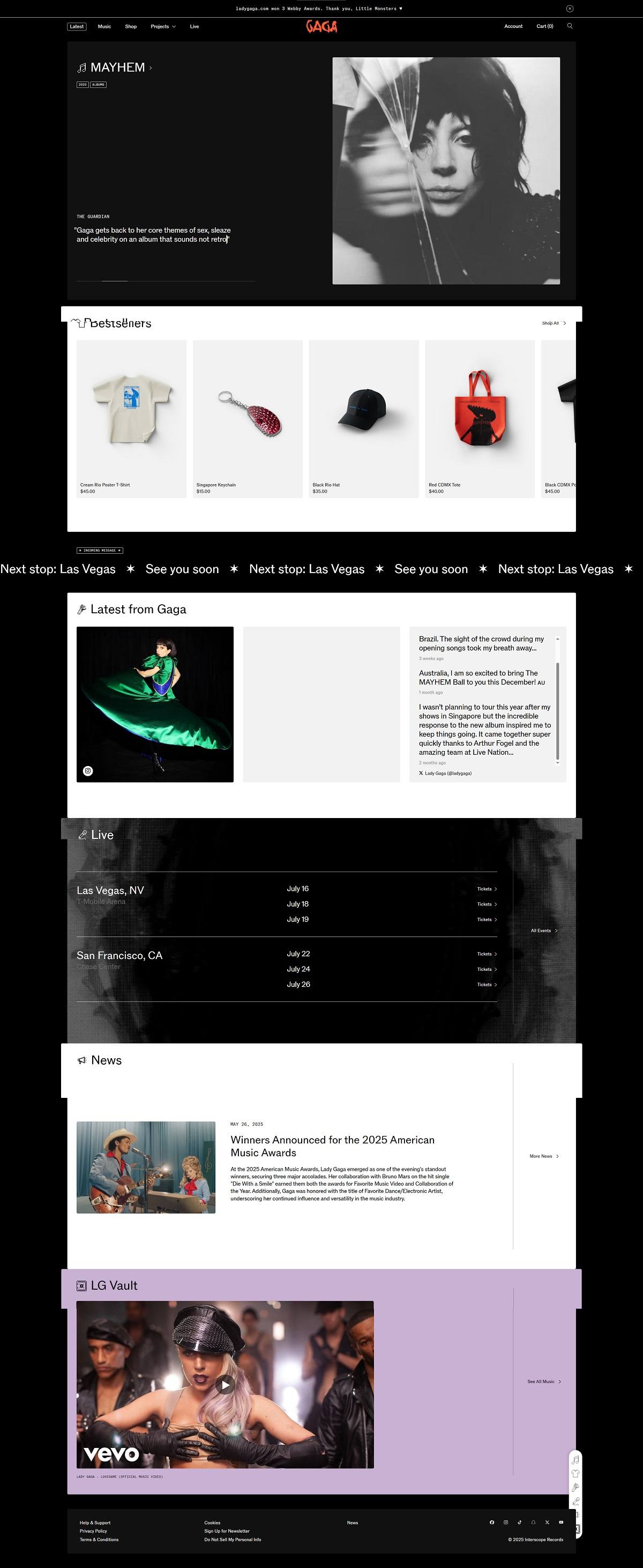 eCommerce website: Lady Gaga