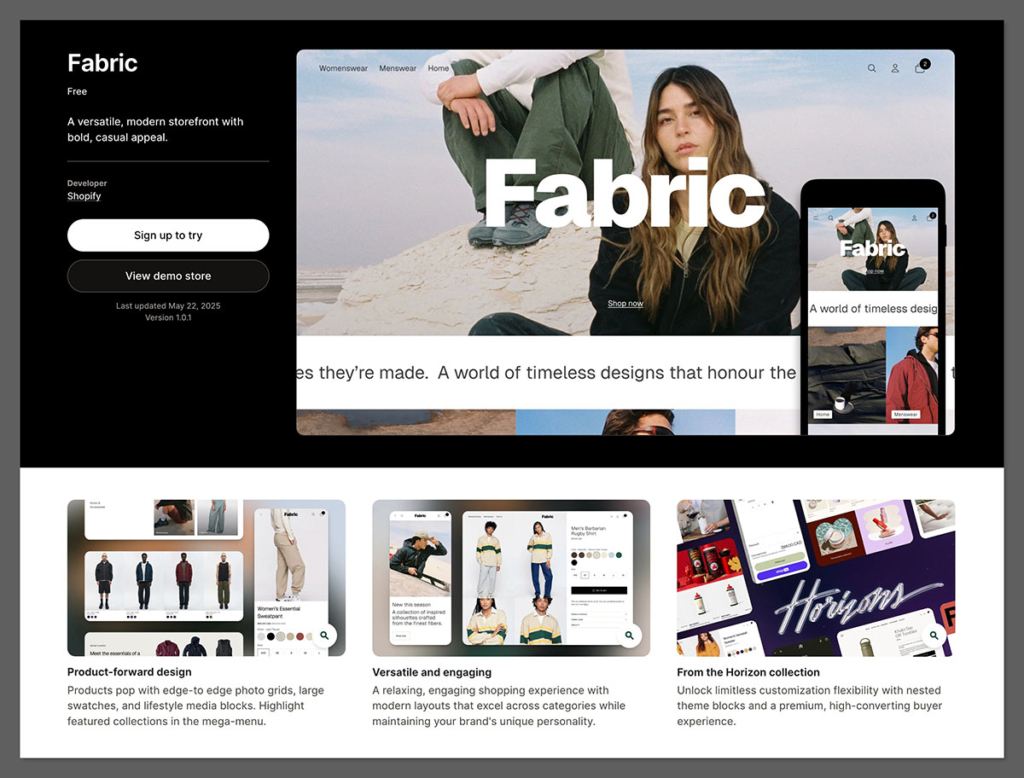 fabric horizon shopify theme