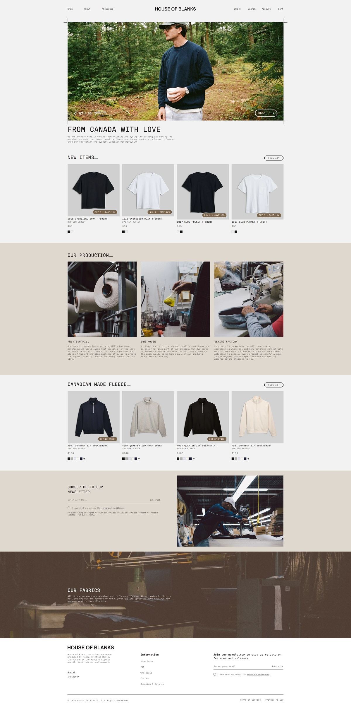 eCommerce website: House of Blanks