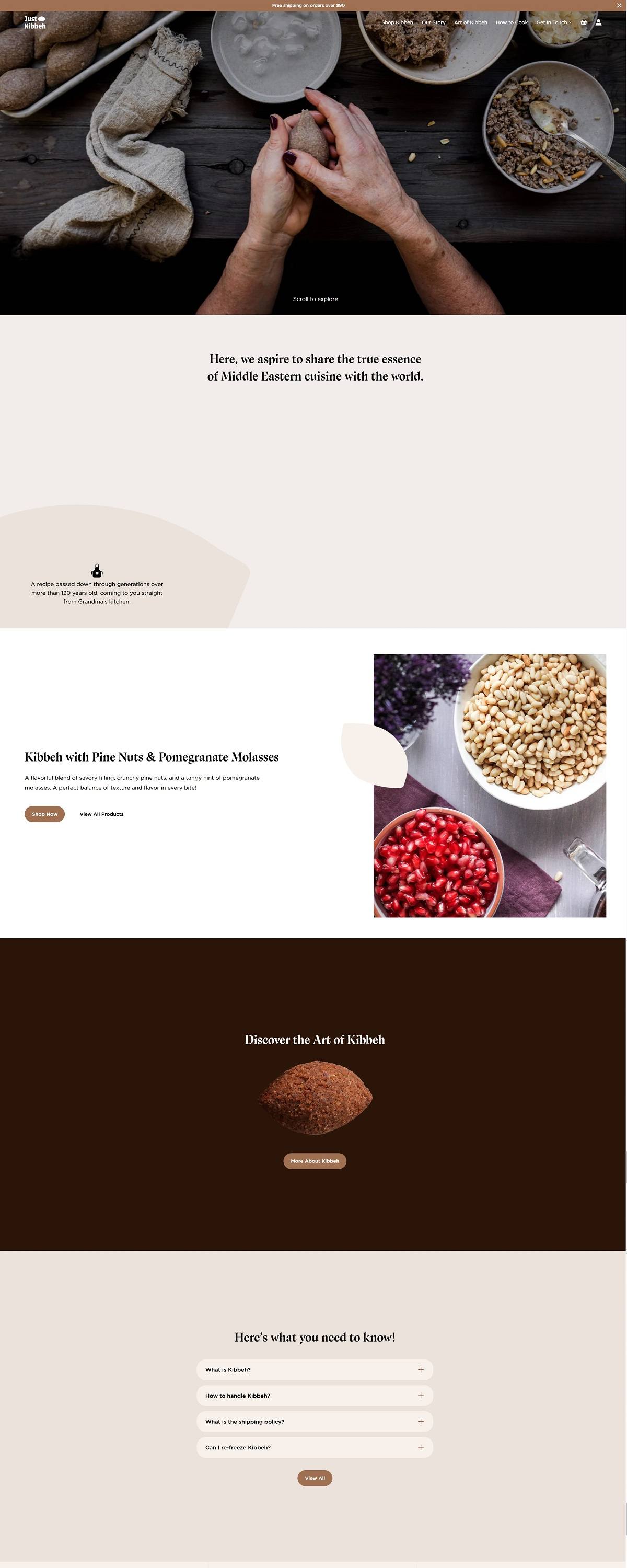 eCommerce website: Just Kibbeh