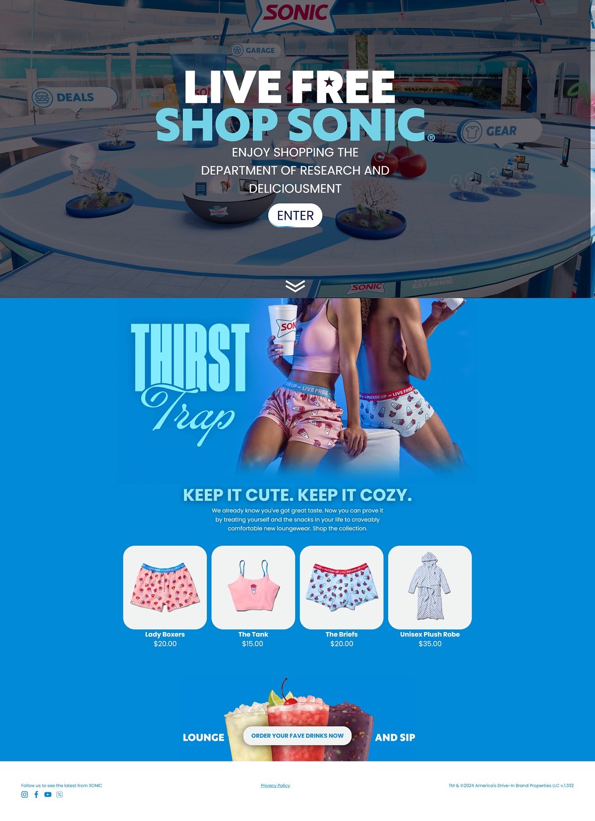 eCommerce website: Live Free Shop Sonic