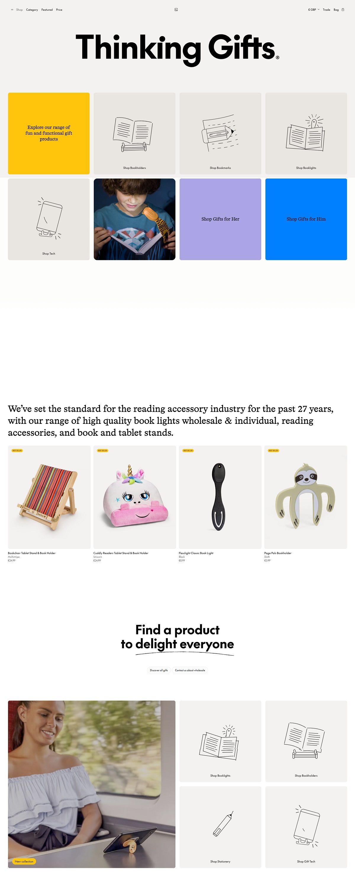 eCommerce website: Thinking Gifts