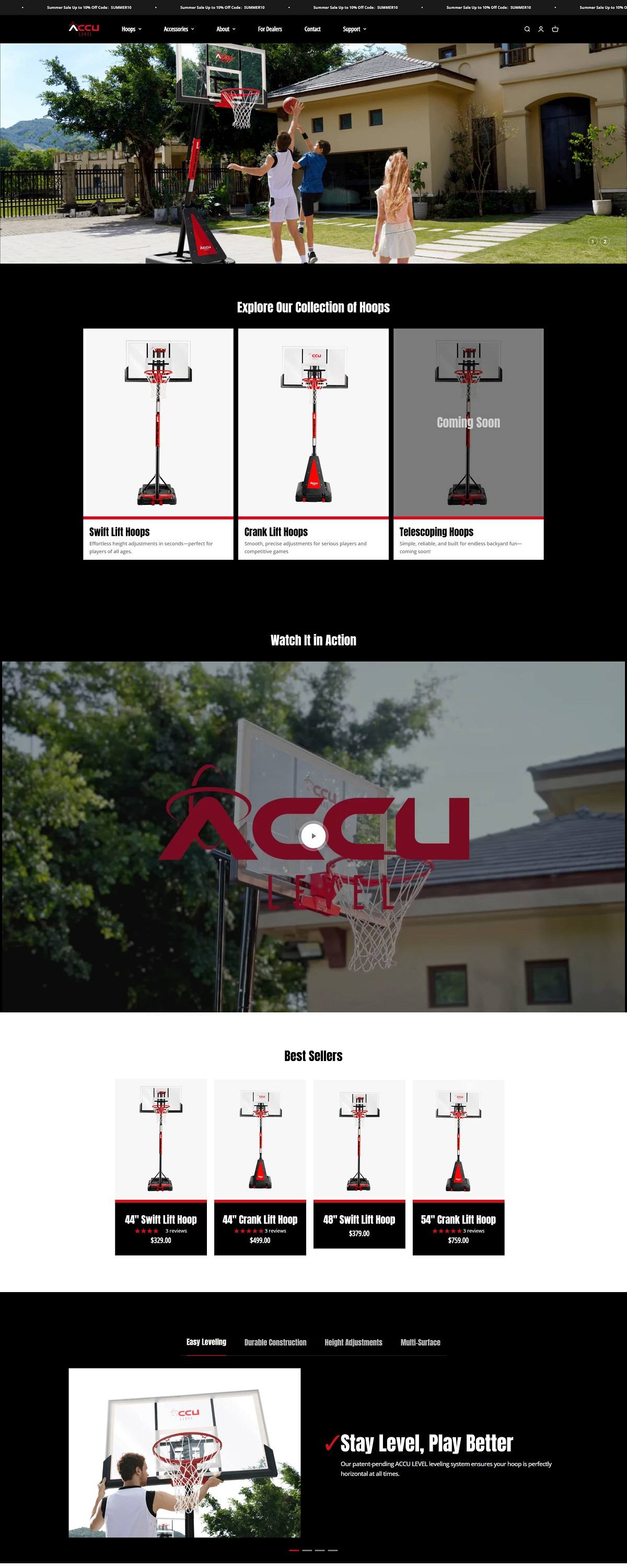 eCommerce website: Accu Level Sports