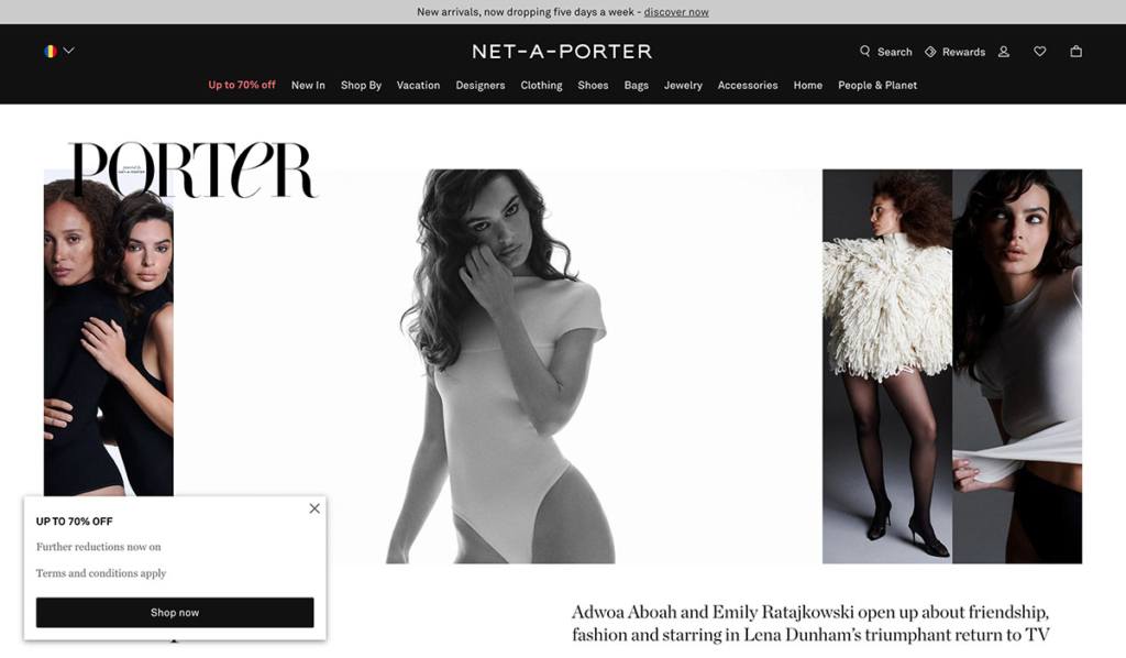 NET-A-PORTER homepage