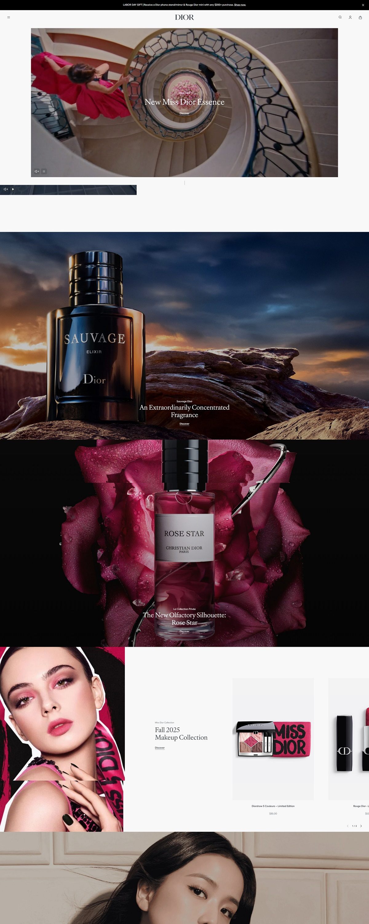 eCommerce website: Dior